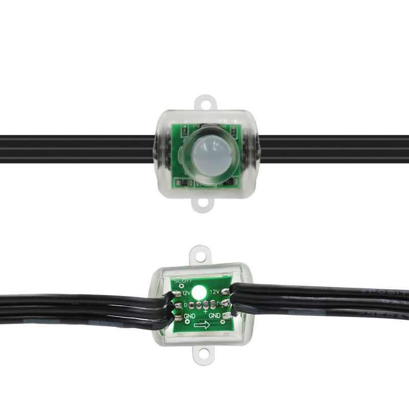 DC12V Addressable WS2811 square Node RGB Full Color Smart 12mm Waterproof Led Pixel Light 100 nodes with waterproof plug