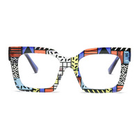 Lunettes de vue carrées à fleurs imprimées Lmamba 913, monture transparente, lunettes de myopie pour femmes, lunettes anti-lumière bleue 2024