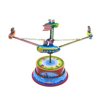 Carrousel vintage en forme de vaisseau spatial à remonter, jouet en métal classique, décoration de bureau, jouet rotatif en métal, cadeau pour enfants, objet de collection rétro, décoration de table