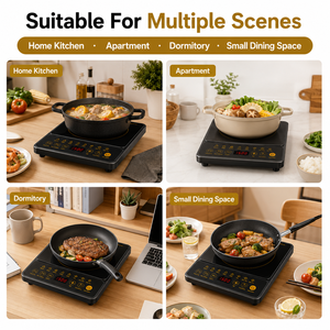 Placa <span class=keywords><strong>de</strong></span> Inducción Comercial Individual <span class=keywords><strong>de</strong></span> 1500W, Placa Caliente Cóncava, Carcasa <span class=keywords><strong>de</strong></span> Acero Inoxidable, para Cocinar con Wok, KI02011 - Product Image 6