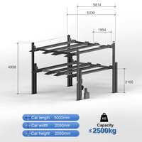 Élévateur de stationnement double largeur pour voitures, élévateur de stationnement hydraulique à quatre poteaux pour 4 véhicules, équipement de stationnement automobile