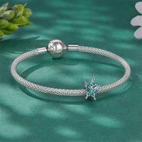Youchuang mode 3d bricolage petits bijoux en vrac meilleur ami breloque accessoires bleu bracelet émail papillon 925 perles d'argent breloques