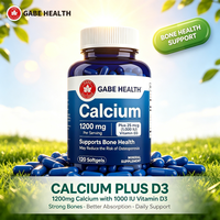 Gélules de calcium et vitamine D3 GABE en gros, 1200 mg, 120 unités, favorisent la santé osseuse et les soins dentaires, haute puissance, végétaliennes, ODM/OEM