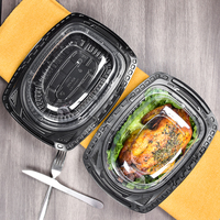 Barquettes jetables en PP, contenants alimentaires à emporter, boîtes en plastique pour poulet rôti, boîtes pour côtes de bœuf avec couvercle