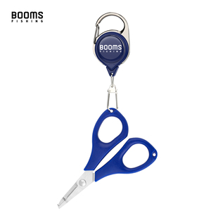 Tijeras para trenzas de pesca Booms Fishing BFLMS01 1.80oz 4.3in con bordes de corte dentados de acero inoxidable y mangos de plástico ABS - Product Image 1