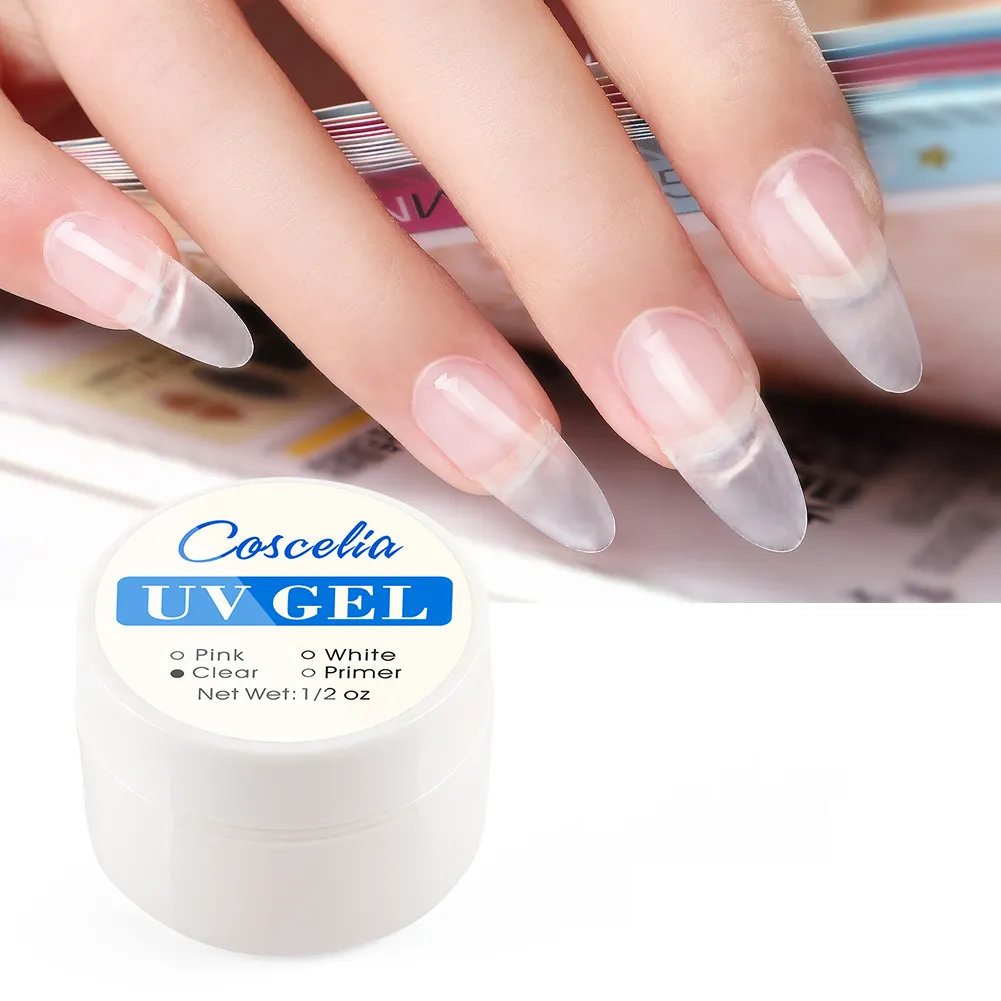 Comprime COSCELIA — <span class=keywords><strong>Gel</strong></span> UV pour le remodelage des ongles, disponible en 3 couleurs, <span class=keywords><strong>clair</strong></span>, rose, blanc