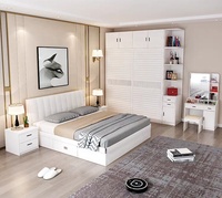 Lit moderne Offre Spéciale en bois MDF pour hôtel, ensemble de meubles de chambre à coucher multifonctions avec double rangement et armoire