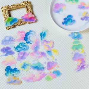 56 pegatinas transparentes de PET con forma de nube de colores para decoración de equipaje y diarios - Product Image 3