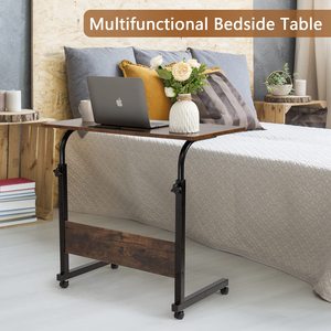 Table d'ordinateur portable <span class=keywords><strong>Mobile</strong></span> en bois réglable hauteur canapé-<span class=keywords><strong>lit</strong></span> Table côté roue roulante bureau pour bureau à domicile ordinateur portable chariot <span class=keywords><strong>plateau</strong></span> grand bureau - Product Image 5