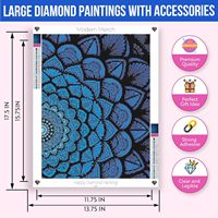 Modern Merch Blue Mandala Diamond Art Kits pour adultes, 5d Trippy Diamond Paintings pour adultes, Kits de peinture par numéros pour adolescents