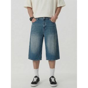 Pantalones Cortos de Mezclilla Holgados para Hombre FOXA, Corte Ancho, Estilo Urbano, por Debajo de la Rodilla, Cintura Media, 100% Algodón Transpirable - Product Image 2
