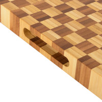 Planche à découper en bambou à grain transversal, motif damier, avec poignée encastrée, pour steak, viande, fromage, cuisine et salle à manger
