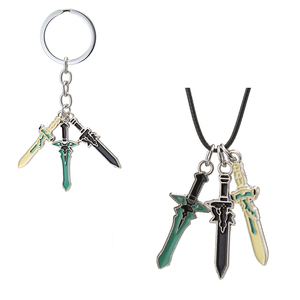 Pendentif Collier Tendance en Alliage Lame <span class=keywords><strong>de</strong></span> Sabre Anime Kirito Alice Interprète <span class=keywords><strong>Domaine</strong></span> Divin Sabre Fin Noir et Blanc - Product Image 3