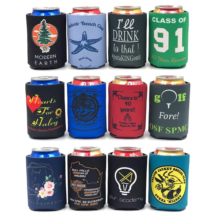 12oz Black Neoprene Can Cooler Can Sleeve for Sublimation