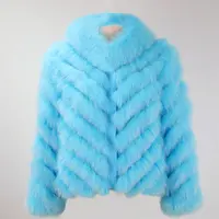 Mode New Real Fur Jacke Frauen Blue Silk Coats Nachhaltige Anti-Shrink Real Fur Cardigan Jacken
