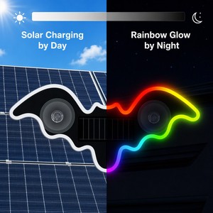 Luz de Advertencia LED Solar para Ventana de Coche con Diseño de <span class=keywords><strong>Batman</strong></span>, Inalámbrica, Decoración Ambiental para Vehículo, Luz de Seguridad - Product Image 3