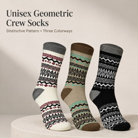 Chaussettes mi-mollet unisexes vintage à carreaux, style décontracté - Spandex/Polyester/Coton, motif tribal ethnique, double couture, respirantes