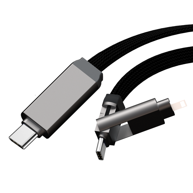 2-in-1 Magnetic Type-C USB Cable with Nylon Jacket 3A Fast Charging & Data Transfer for Computer & IOS Devices