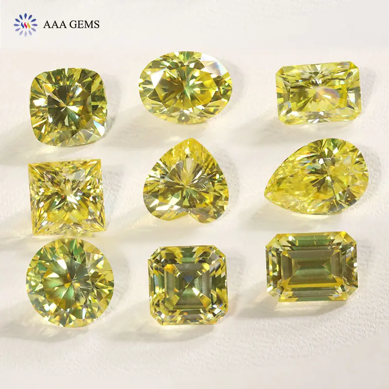 AAA Gems Vvs Colored Fancy Shape Loose Gemstone Yellow Moissanite Loose