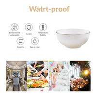 Vente en gros de bols à soupe en porcelaine fine de 4,5/5/6/8 pouces, blanc pur, luxe européen, avec bord doré, pour mariage et banquet