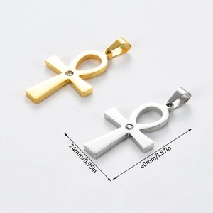 Colgante de cruz Ankh egipcio antiguo de acero inoxidable para collar, para hombres y mujeres, color plata y oro, amuleto retro, joyería, regalos - Product Image 2
