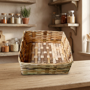 Cesta de Almacenamiento de Bambú Hecha a Mano, Ecológica, Rectangular, Organizador Tejido para Decoración del Hogar, Cocina, Pan, Frutas - Product Image 4