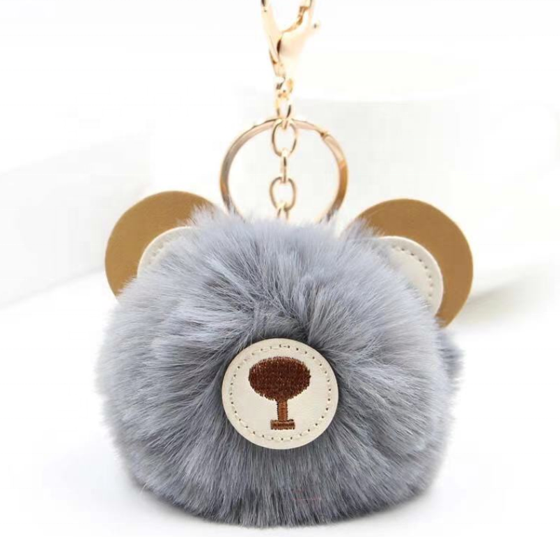 Cute bear keychain plush fur ball material teddy bear school bag pendant new keychain