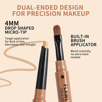 Stick correcteur double embout 3-en-1 waterproof longue tenue couvrance totale avec pinceau, stick illuminateur visage et stick de contouring