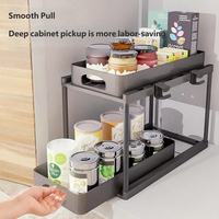 Langlebiges Multifunktionales Erweiterbares Aufbewahrungsregal aus Edelstahl und ABS-Kunststoff für Küchenschränke und Haushaltsgegenstände