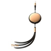 Cable de Datos Telescópico de 120W con 2 Cables y 3 Líneas de Carga Rápida, Revestimiento de TPE, Conectores Micro USB/Tipo-C para Teléfonos Móviles Android, 12 Meses