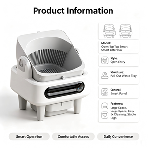 Litière Intelligente Carrée en Plastique à Couvercle Ouvert pour Chats, Contrôle par Application, <span class=keywords><strong>Robot</strong></span> Nettoyant Automatique pour Plusieurs Chats - Vente en Gros Usine - Product Image 6