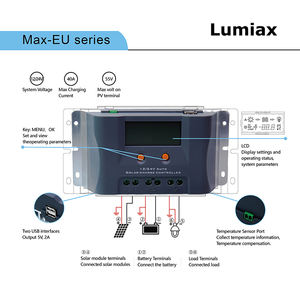 लुमिक्स Max30-EU pwm 30a 12v 24v सौर चार्ज नियंत्रक usb ip32 प्रोटेक्शन lcd + एलईडी डिस्प्ले 1200w अधिकतम pv पावर 25v/50v ऑफ-ग्रिड - Product Image 3