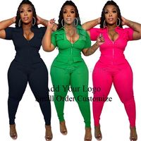 2026 Autumn and Winter Model Solid Color Short Long Sleeve Zipper Hooded Jumpsuit Wholesale Plus Size Women Clothing