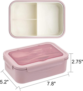 Portable BPA Free Wheat Straw Lunch Box with <b>Plastic</b> Lid Microwave Safe Dual Tier Eco-Friendly Students Canteen <b>Food</b> <b>Container</b> - Product Image 4