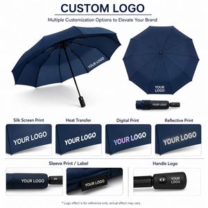 Paraguas Automático de Apertura y Cierre, Plegable en 3 Secciones, Compacto, Resistente al Viento, Portátil, con Logotipo Personalizado - Product Image 2