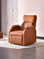 Fauteuil de massage électrique multifonctionnel en cuir véritable pour salon, fauteuil inclinable individuel de première classe, style capsule, luxe léger