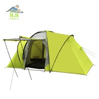 Tente tunnel portable multi-personnes pour l'extérieur, toutes saisons, en tissu polyester 190T, avec protection solaire, une chambre et deux salles de séjour, pour le camping