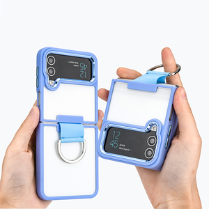 Trong Suốt TPU Acrylic bìa cho Samsung <span class=keywords><strong>Galaxy</strong></span> Z lật 4 điện thoại Gấp bìa với dây đeo - Product Image 5