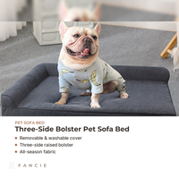 Canapé-lit pour chien en velours pelucheux, housse amovible et lavable, design à trois côtés rembourrés, pour grands chiens et chats d'intérieur, OEM, vente en gros
