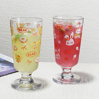 280ml haut pied imprimé conception jus tasse 10 oz verre tasse à boire restaurant européen lait tasse