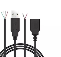 Câble d'extension Wavelink à fils nus 2/4 conducteurs USB 2.0/3.0 mâle vers femelle blindé tressé pour petit ventilateur, souris, clavier, caméra