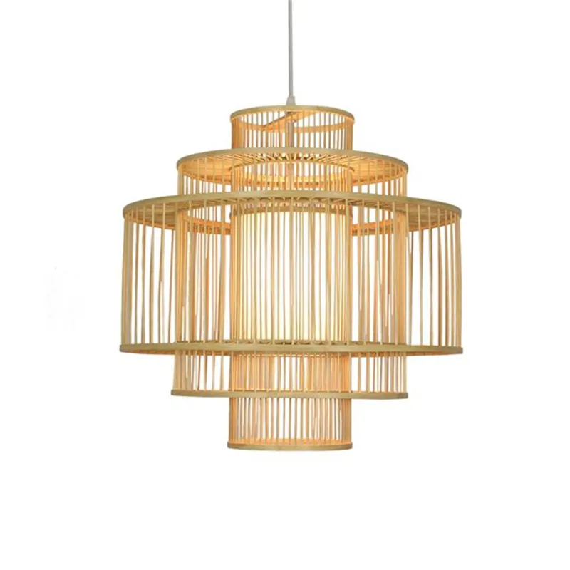 Modern LED decorative restaurant lighting handmade rattan bamboo hanging lamp indoor pendant light