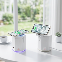 Chargeur sans fil de bureau 3-en-1 avec veilleuse d'ambiance, support pliable à levage électrique et alignement magnétique puissant