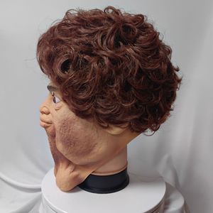 Masque en latex TIANHONG drôle pour double menton, taille unique, accessoire de fête costumée d'Halloween - Product Image 4