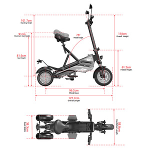 สกู๊ตเตอร์ไฟฟ้าพับได้ราคาประหยัด 3 ล้อ พร้อมแบตเตอรี่ลิเธียมถอดได้ มอเตอร์ 1000 วัตต์ สำหรับการเดินทางระยะสั้น - Product Image 5