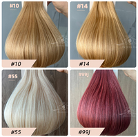 Extensiones de Cabello Humano Herrera Custom Color Ring Tab, Rubio Platino Blanco 613, Ombre Balayage, Muestras de Cabello