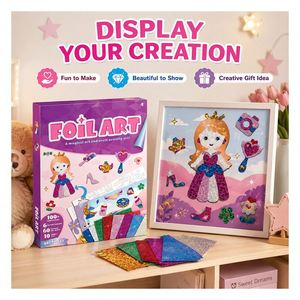 Kit d'activités créatives DIY en feuille métallisée sur le thème des contes de fées : Couronne et Château scintillants, cartes, activité artistique faite à la main pour la maternelle, cadeau pour jeunes enfants - Product Image 3