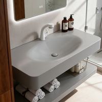 Lavabo double vasque monobloc en quartz moulé, évier en pierre sans joint, anti-traces d'eau, entretien facile, pour salle de bain