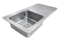 Évier de cuisine moderne en acier inoxydable à cuve unique carrée de petit diamètre, 90x50, avec égouttoir, installation encastrée ou surélevée, vente en gros