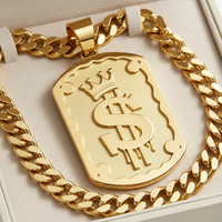 Nouveau design Z H – Pendentif unisexe en laiton plaqué or 24 carats, motif géométrique hip-hop, chaîne cubaine, constellation, couronne, dollar